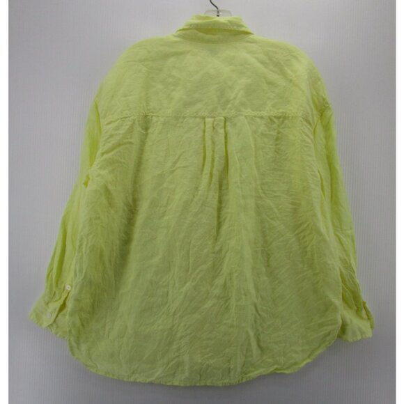 Faherty Top Medium Linen Shirt Button Down Oversized Fit Pocket - Picture 6 of 10